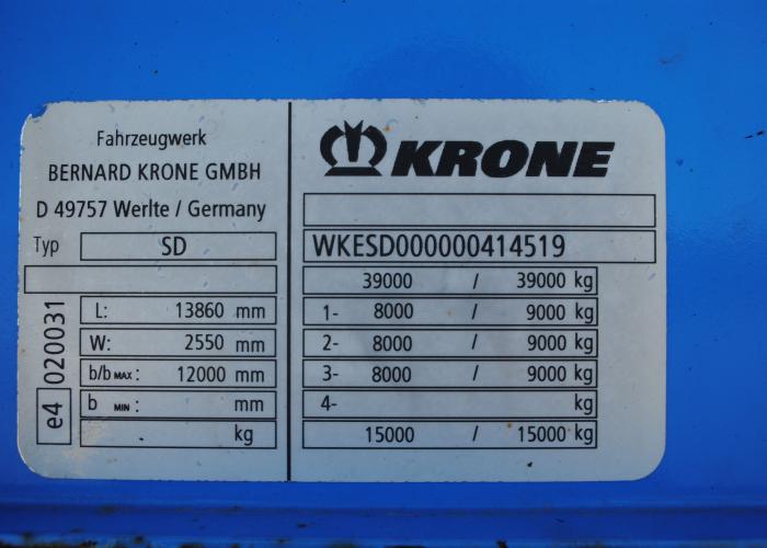 2008 Semitrailer Curtainsider Krone SD2 KONIKI  Disc brakes