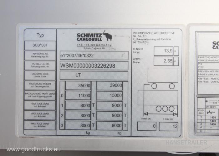 2015 Puspriekabė Užuolaidinė Schmitz SCS 24/L Multilock XL Anti-theft protection