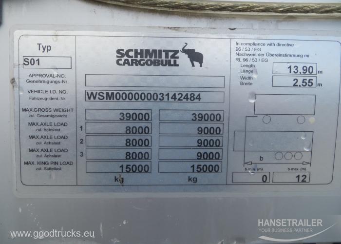2011 Puspiekabe Gardīne Schmitz SCS 24/L MULTILOCK + XL+  KONIKI