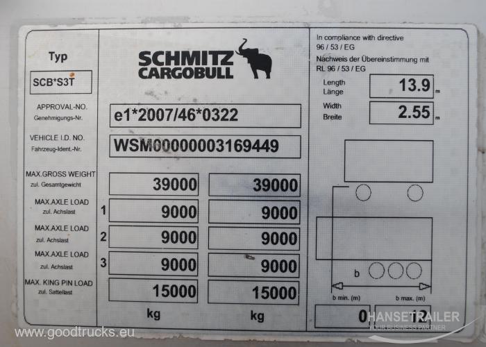 2013 Puoliperävaunu Pressukapelli sivulaidoilla Schmitz SCS 24/L - SCB*S3T
