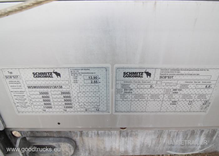 2011 Semitrailer Curtainsider with sideboards Schmitz SCS BS