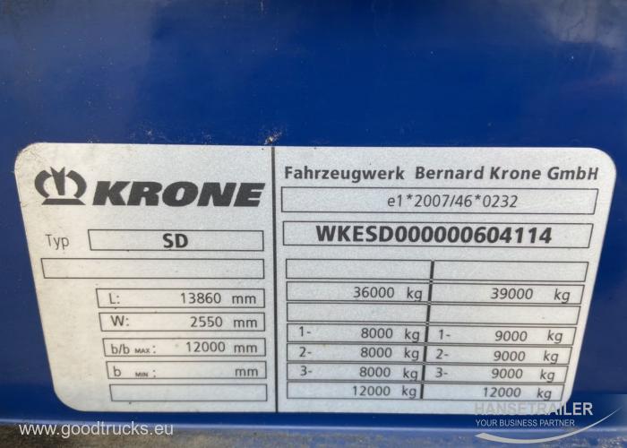 2014 Semitrailer Curtainsider Krone SD Lifting Axle Multilock XL