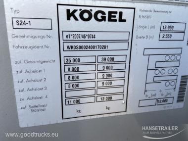 2014 Puspriekabė Užuolaidinė Koegel SN 24 Lift Axle Multilock XL