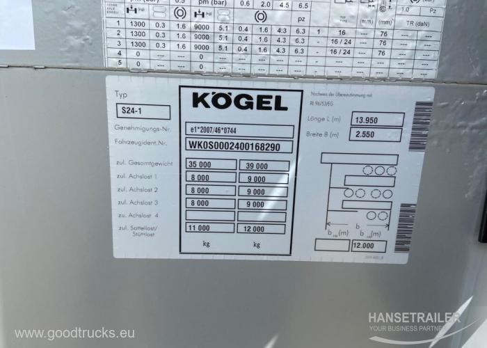 2014 Puspriekabė Užuolaidinė Koegel SN 24 Lifting Axle Multilock XL
