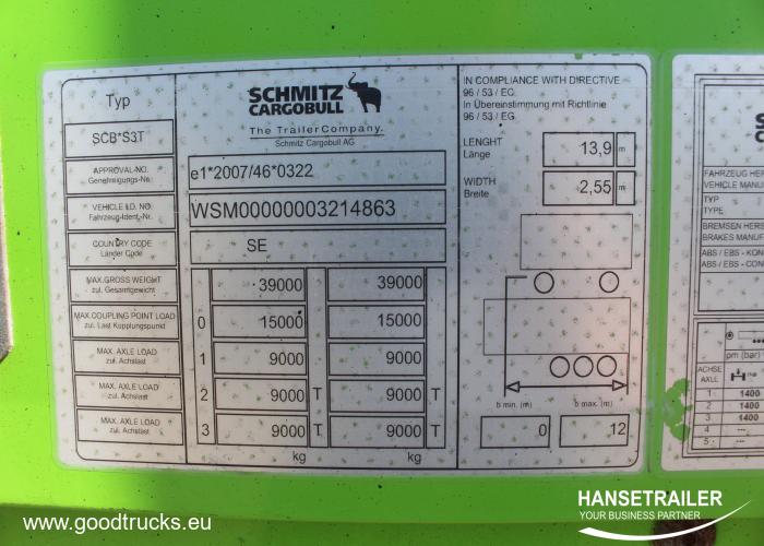 2015 Puoliperävaunu Pressukapelli Schmitz SCS 24 Multilock XL