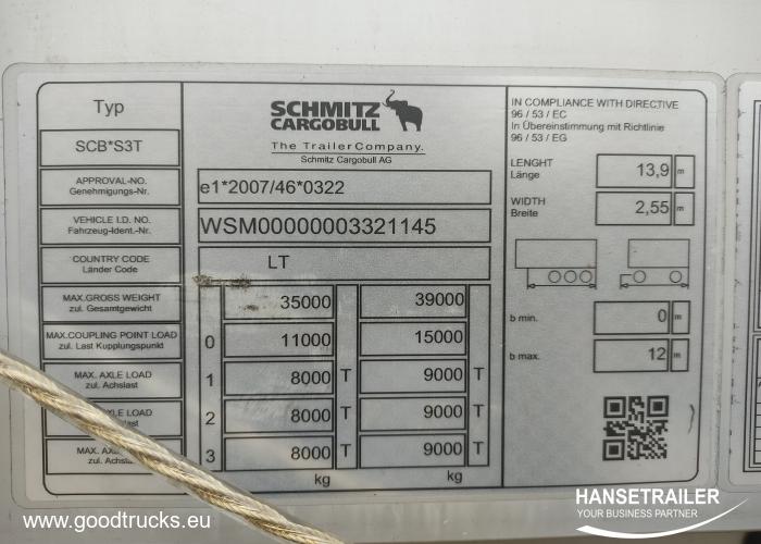 2019 Naczepa Zasłona Schmitz SCS 24/L Multilock XL Anti-theft protection