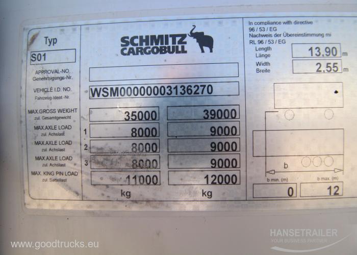 2011 Semitrailer Curtainsider Schmitz SCS 24 TIR